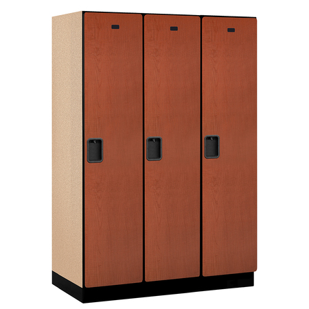 SALSBURY INDUSTRIES 1 Tier Designer Locker, 54"Wx76"Hx21"D, 3 Door, Cherry 18-21361CHE